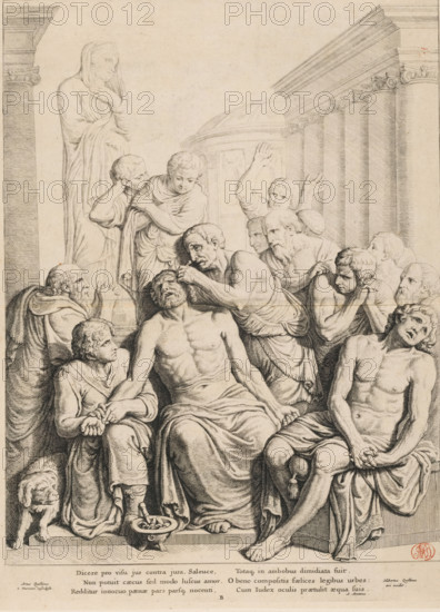 Relief depicting the Judgment of Zaleucus in the Vierschaar of the City Hall on the Dam, print,