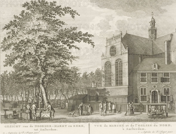 View of the Noordermarkt and Noorderkerk in Amsterdam, View of the Noorder-Markt and Church, in