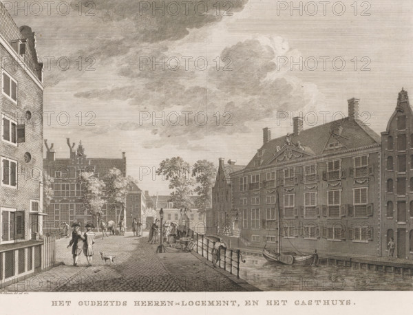 The Oudezijds Heeren-Logement, and the Gasthuys, View of the Oudezijds Heerenlogement in Amsterdam,