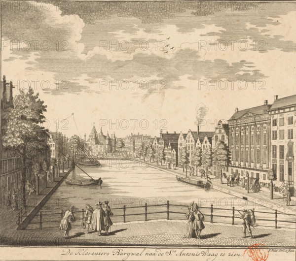 View of the Kloveniersburgwal with the Trippenhuis and the Waag on the Nieuwmarkt, The Kleveniers