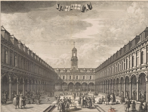 View of the courtyard of the Exchange by Hendrik de Keyser in Amsterdam, The Exchange, print, book