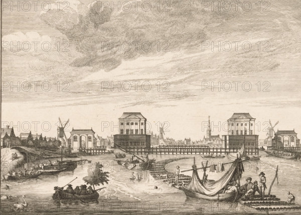 View of the two Blockhouses in the Amstel, 1651-1654, print, View of the two Blockhouses in the