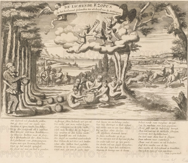 The laughing Aesop at the cabbage meal at the farewell of the Action Monkeys, 1720, The laughing