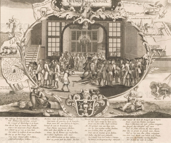 Quinquanpoix, The Quincampoix Coffee House in Amsterdam, 1720, The Great Tableau of Folly, cartoon,