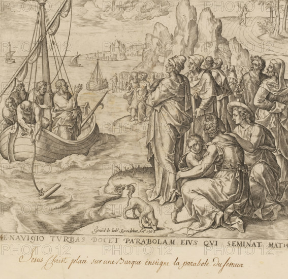 Christ telling parables from a ship, Parable of the Sower, Thesaurus sacrarum historiaru veteris