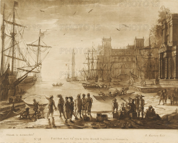 Seaport with many figures and two buildings, Liber Veritatis. Or a Collection of Two Hundred