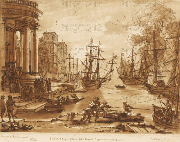 Port view with the embarkation of Saint Ursula, Prints after drawings by Claude Lorrain, Liber