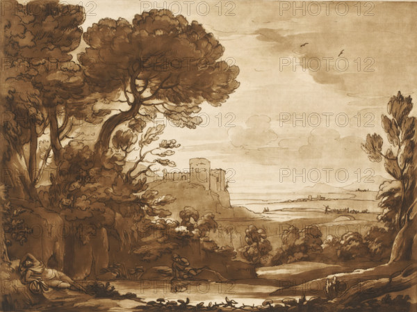 Landscape with Narcissus and Echo, Prints after drawings by Claude Lorrain, Liber Veritatis. Or a