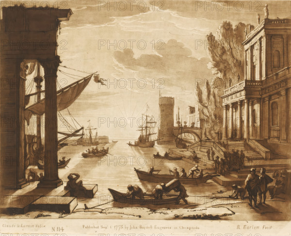Seaport with the embarkation of the Queen of Sheba, Liber Veritatis. Or a Collection of Two Hundred