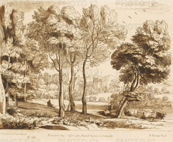 View of the Tor Crescenza Castle in Rome, Prints after drawings by Claude Lorrain, Liber Veritatis.