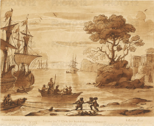 Coastal view with landing of Aeneas in Latium, Liber Veritatis. Or a Collection of Two Hundred