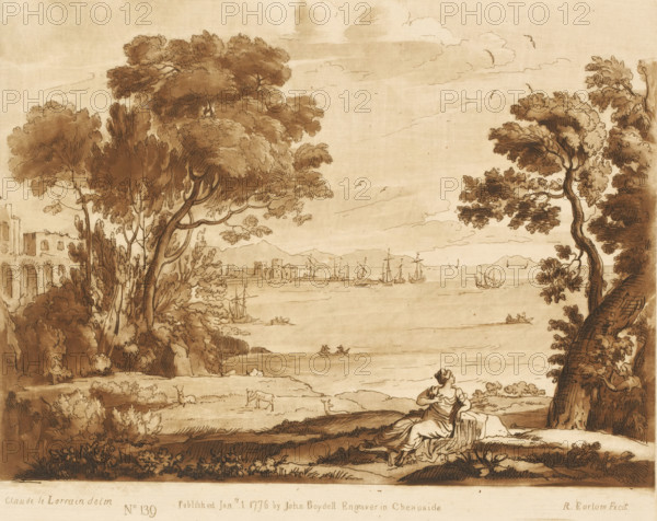 Coast of Naxos with Bacchus and Ariadne, Prints after drawings by Claude Lorrain, Liber Veritatis.