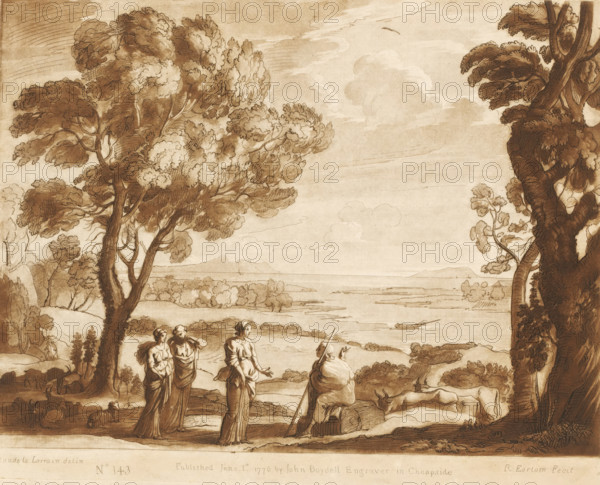 Landscape with the daughters of Helios, Prints after drawings by Claude Lorrain, Liber Veritatis.