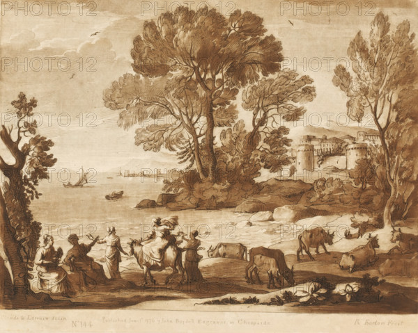 Coastal view with the plunder of Europe, Prints after drawings by Claude Lorrain, Liber Veritatis.