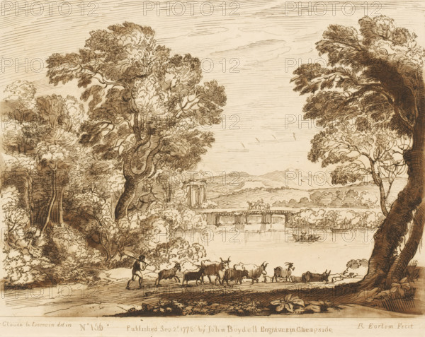 Landscape with a drover near a lake, Liber Veritatis. Or a Collection of Two Hundred Prints, after