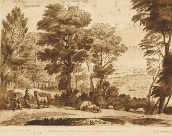 Landscape with Erminia and the old shepherd, Prints after drawings by Claude Lorrain, Liber