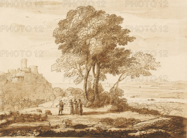 Landscape with Jacob, Laban, Rachel and Leah, Liber Veritatis. Or a Collection of Two Hundred