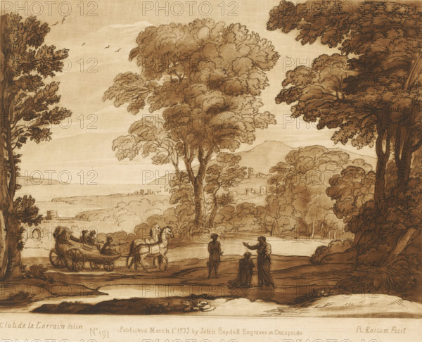 Landscape with the baptism of the eunuch, Prints after drawings by Claude Lorrain, Liber Veritatis.