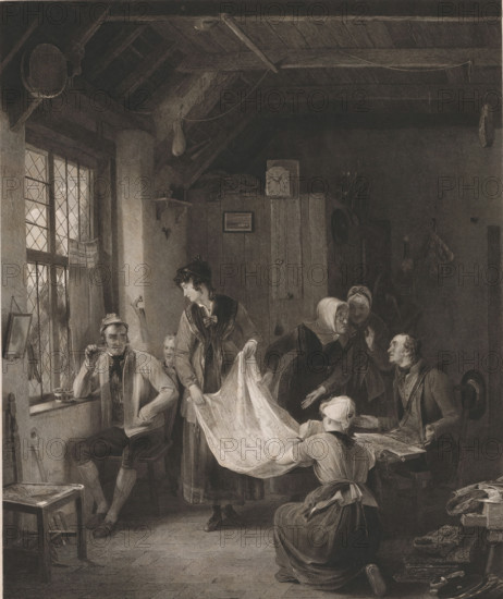 The Pedlar, Pedlar in a Living Room, print, printmaker: James S. Stewart, after painting by David
