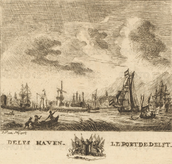Delfs Haven, Le Port de Delft, View of Delfshaven, print, Delfshaven seen from the sea with ships