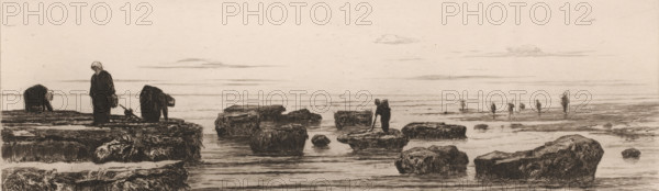 Seaweed gatherers on the coast near Veules, Les ramasseurs de varech à Veules (original title),