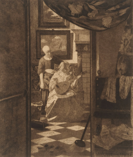 The love letter (original title), print, printmaker: Jan Veth, after painting by Johannes Vermeer,