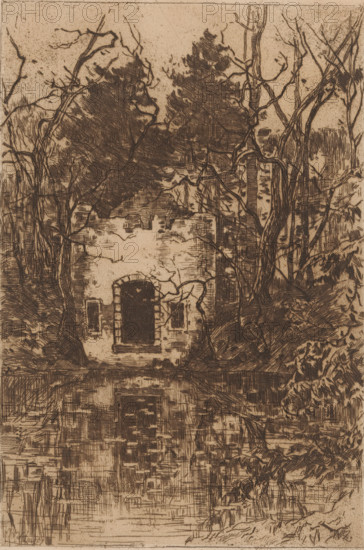 Ruins by a pond, print, printmaker: Willem de Zwart (signed by artist), c. 1896, paper, etching,