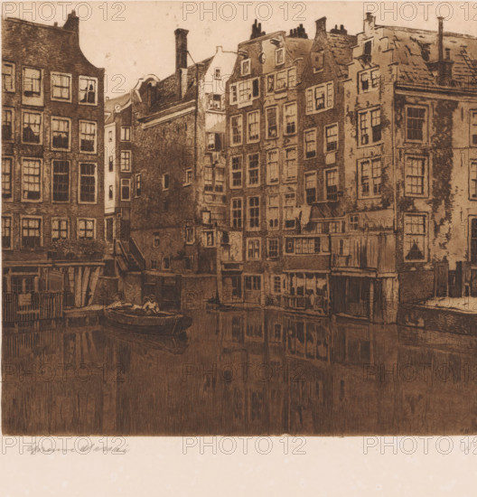 View of the Oudezijds Kolk in Amsterdam, Oudezijds Kolk (original title), print, annotation: