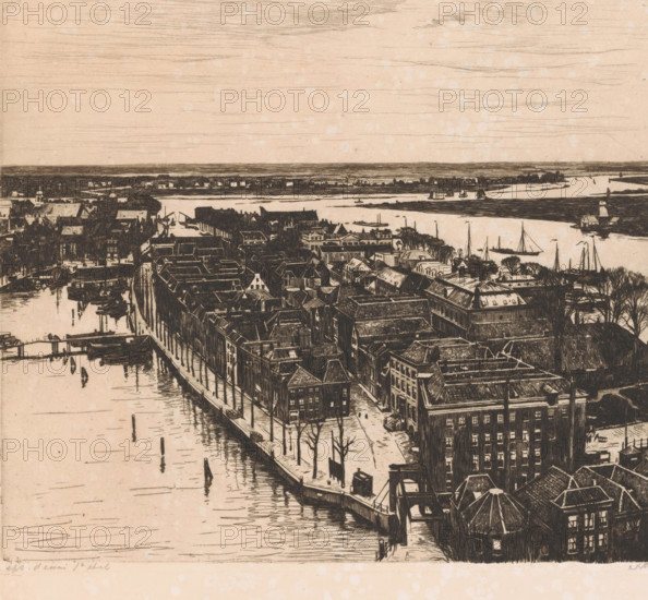 Harbour, Dordrecht (original title), View of Dordrecht looking north from the tower of the Grote
