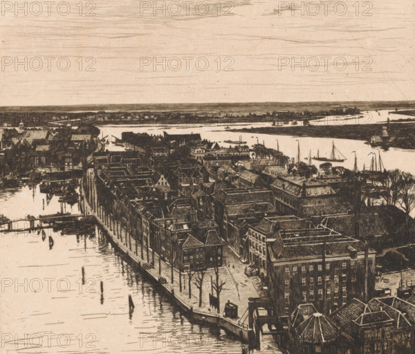 View of Dordrecht looking north from the tower of the Grote Kerk, Dordrecht I (original title),