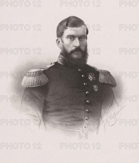 Portrait of Willem Karel Hendrik Feuilletau de Bruyn, print, printmaker: Johan Hendrik Hoffmeister,