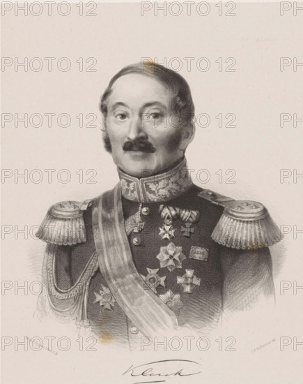 Portrait of Rijnholt Antony Klerck in military costume, print, The sitter wears a military uniform