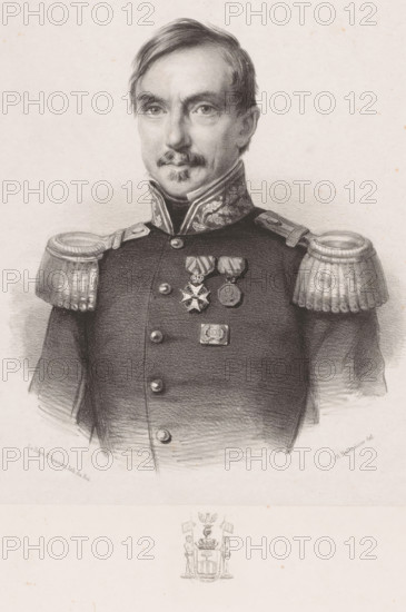 Portrait of Carel Paul Amarant de Salis Soglio Mayenfeld, print, The sitter is wearing the Military