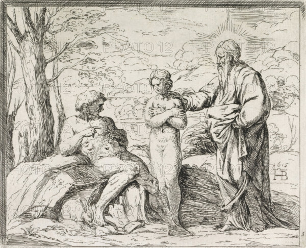 God creates Adam and Eve, Paintings in the Loggia by Raphael, print, Series number, 5, 52, God, an