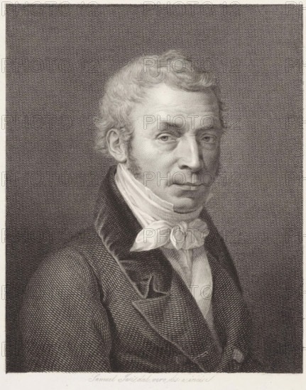 Portrait of printmaker Giuseppe Longhi, print, printmaker: Samuele Jesi, Italy, 1798 - 1853, paper,