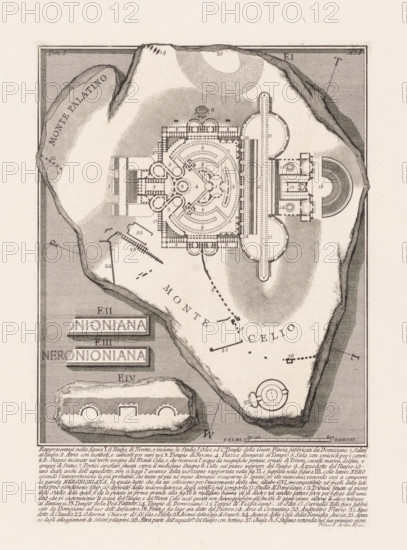 Nymphaeum of Nero in Rome, Le Antichità Romane, Archaeological finds in and around Rome, print,