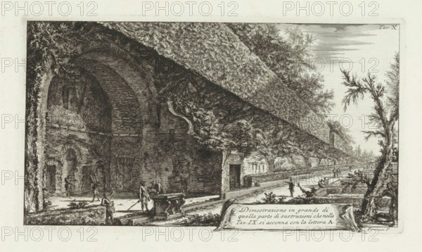 Large demonstration of that part of the structure, Landscape with structures in the Alban Hills, Di