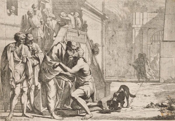 Homecoming of the Prodigal Son, L' Historia Del Figliolo prodigo, Story of the Prodigal Son, print,