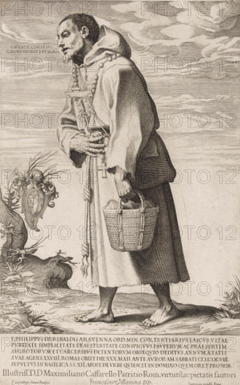 Begging monk Philippus de Rebaldis, Street Calls of Rome, print, The monk Philippus de Rebaldis as