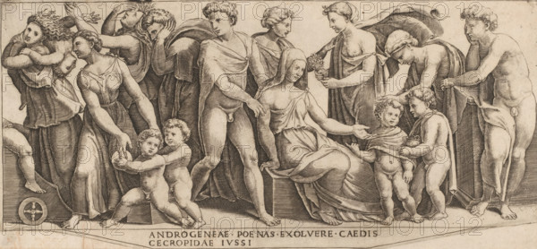 Marriage of Jason and Creusa, print, In the center sits the Corinthian princess Creusa and next to