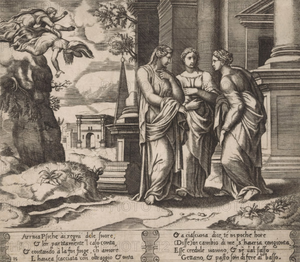 Psyche reports to her sisters, Story of Cupid and Psyche, print, Series number, 15, 32, Psyche