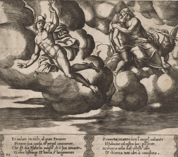 Amor begs Jupiter, Story of Amor and Psyche, print, Series number, 29, 32, Amor begs Jupiter for