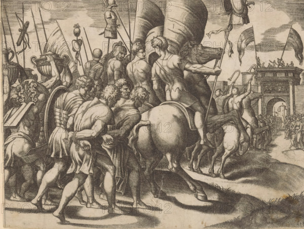 Triumph of Scipio, print, Triumphal procession of Scipio Africanus in Rome after his victory over