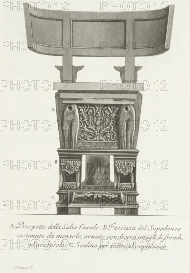 Office seat, Vases, candlesticks, gravestones, sarcophagi, tripods, lamps and ornaments designed