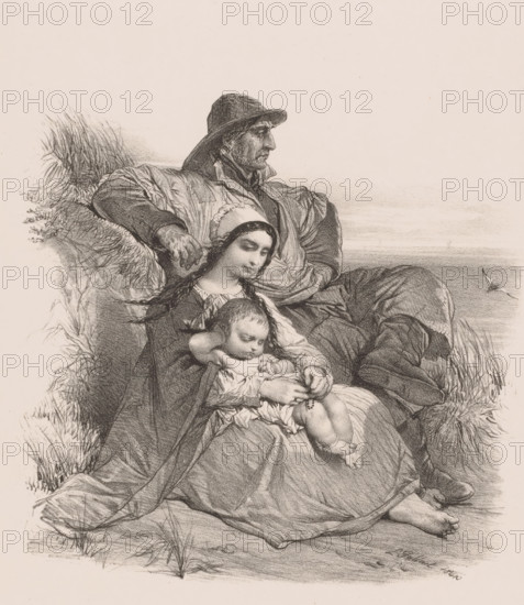 Fisherman family from Blankenberge resting in the dunes, Famille de pêcheurs de Blankenbergh,
