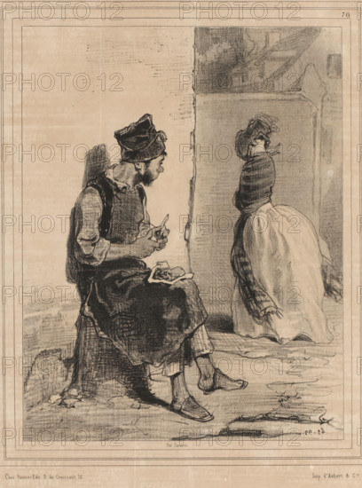 Worker watches passing woman while eating, Plus que ça de giberne!, Women from