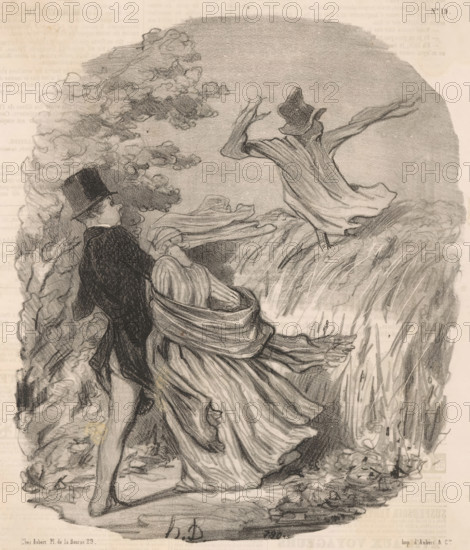 Que nous sommes bêtes d'avoir une peur pareille, Couple by a field with a scarecrow, Countryside
