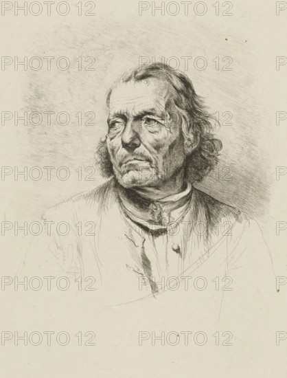 Portrait of an unknown man, print, printmaker: Jean Jacques de Boissieu, France, 1770, paper, chine