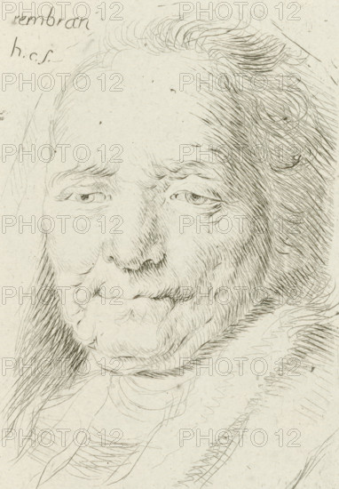 Portrait bust of Rembrandt's mother, print, printmaker: Honoré Coussin, Paris, after design by