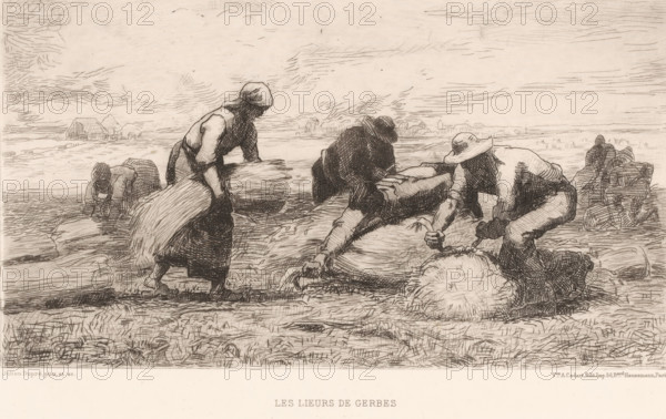 Les lieurs de gerbes, Korenbinders, Schilderijen op het Salon van 1878, Salon de 1878, print,